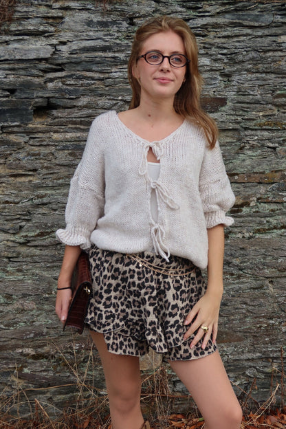 JUPE SHORT LEOPARD A FRANGE